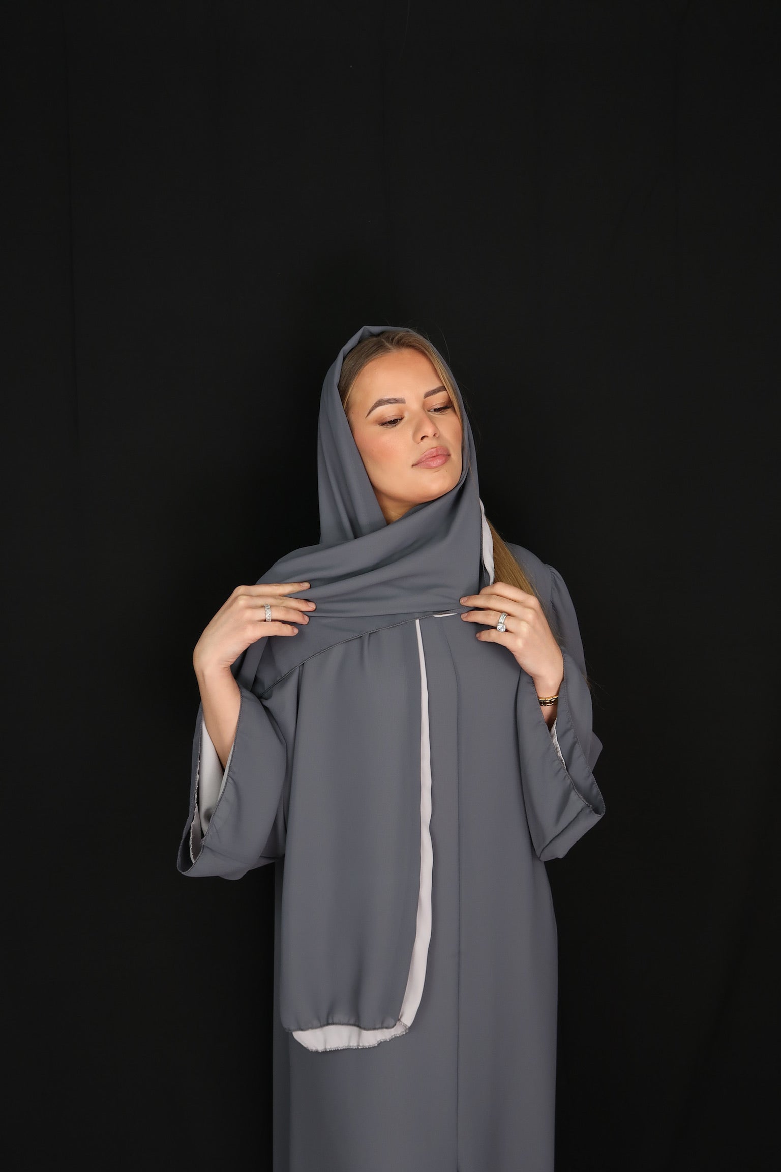 Abaya BICOLORE Bleu-gris