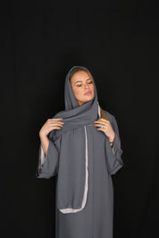 Abaya BICOLORE Bleu-gris