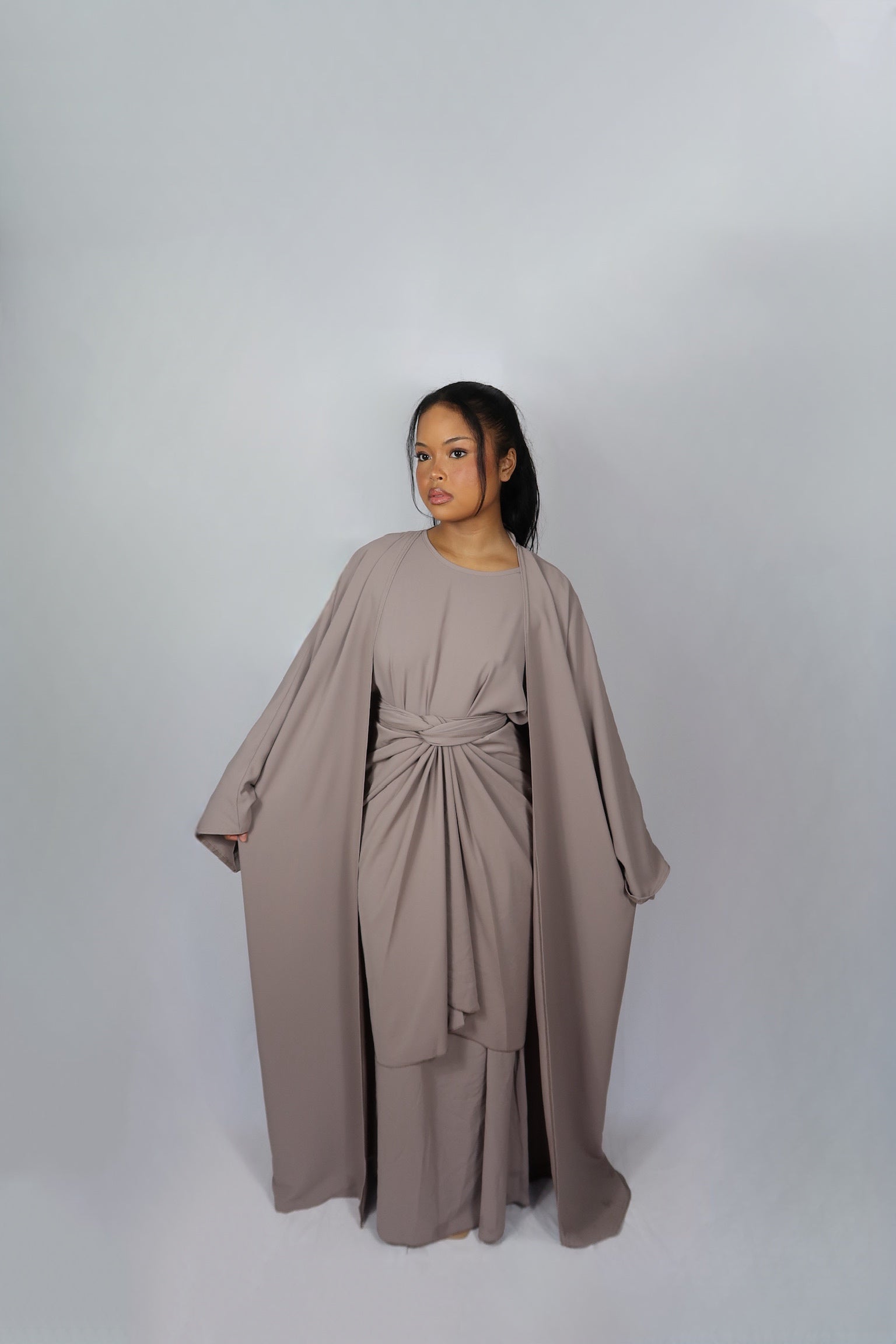 Abaya 3 pièces TAUPE