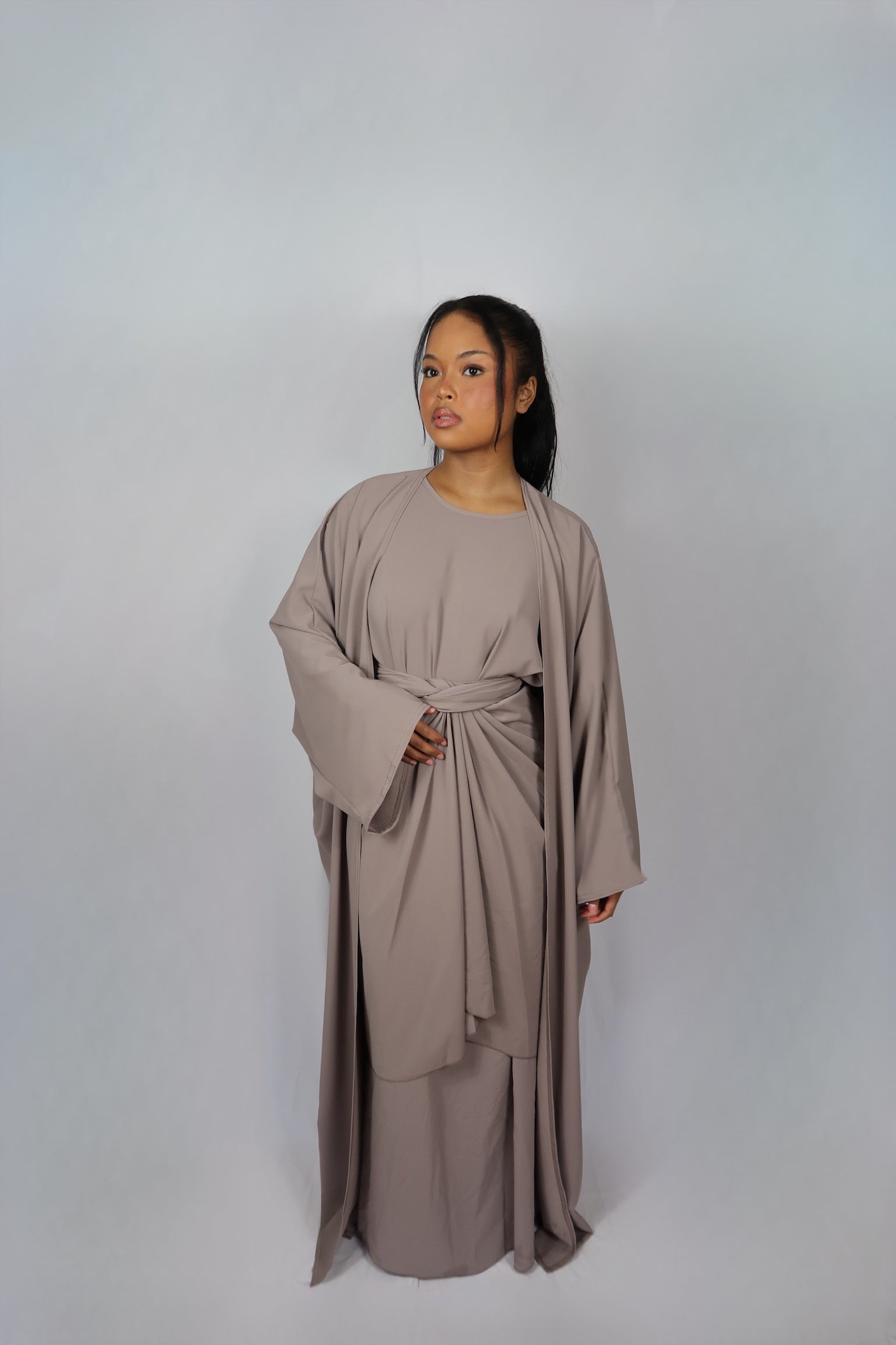 Abaya 3 pièces TAUPE