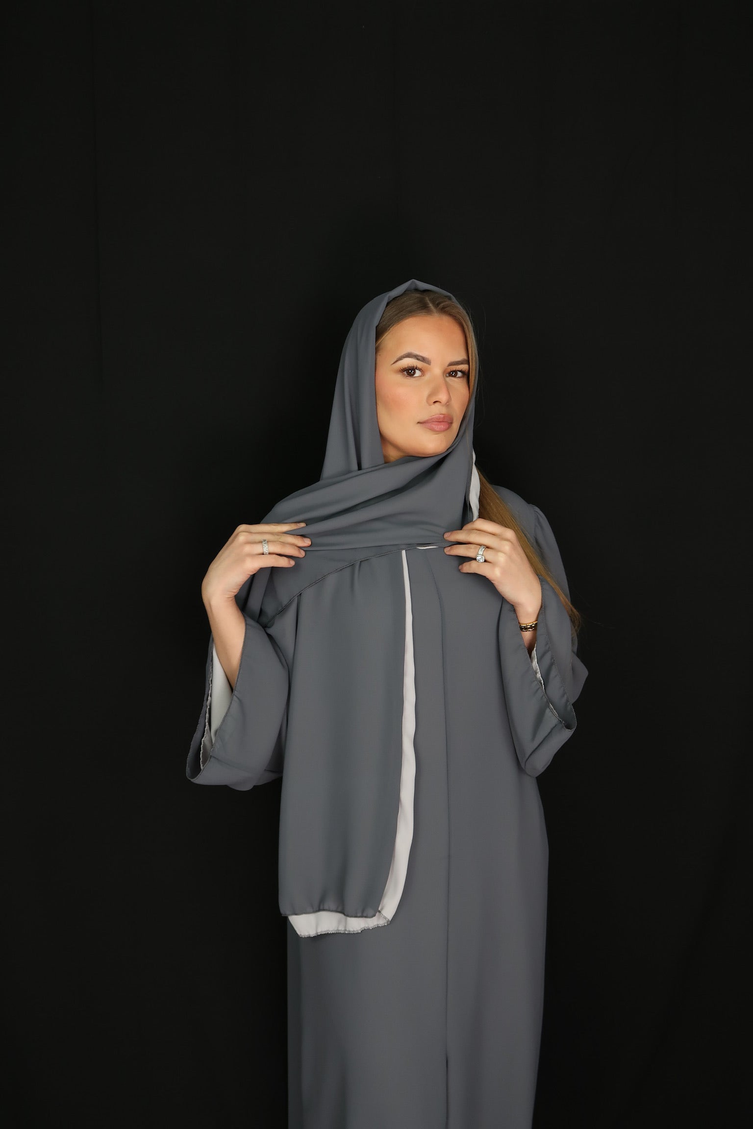 Abaya BICOLORE Bleu-gris