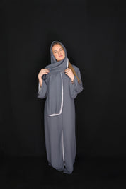 Abaya BICOLORE Bleu-gris
