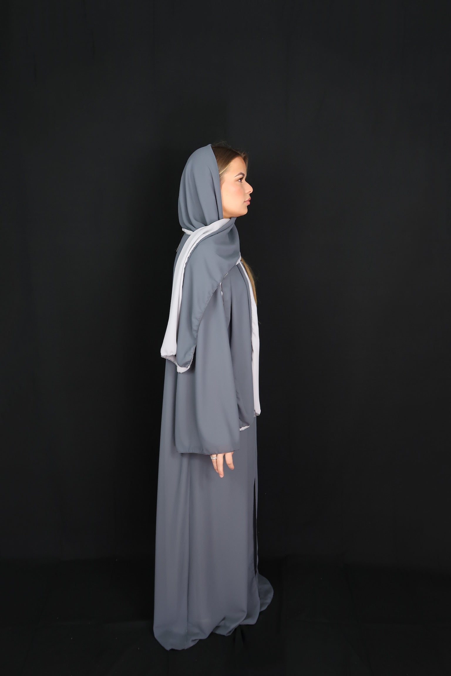 Abaya BICOLORE Bleu-gris