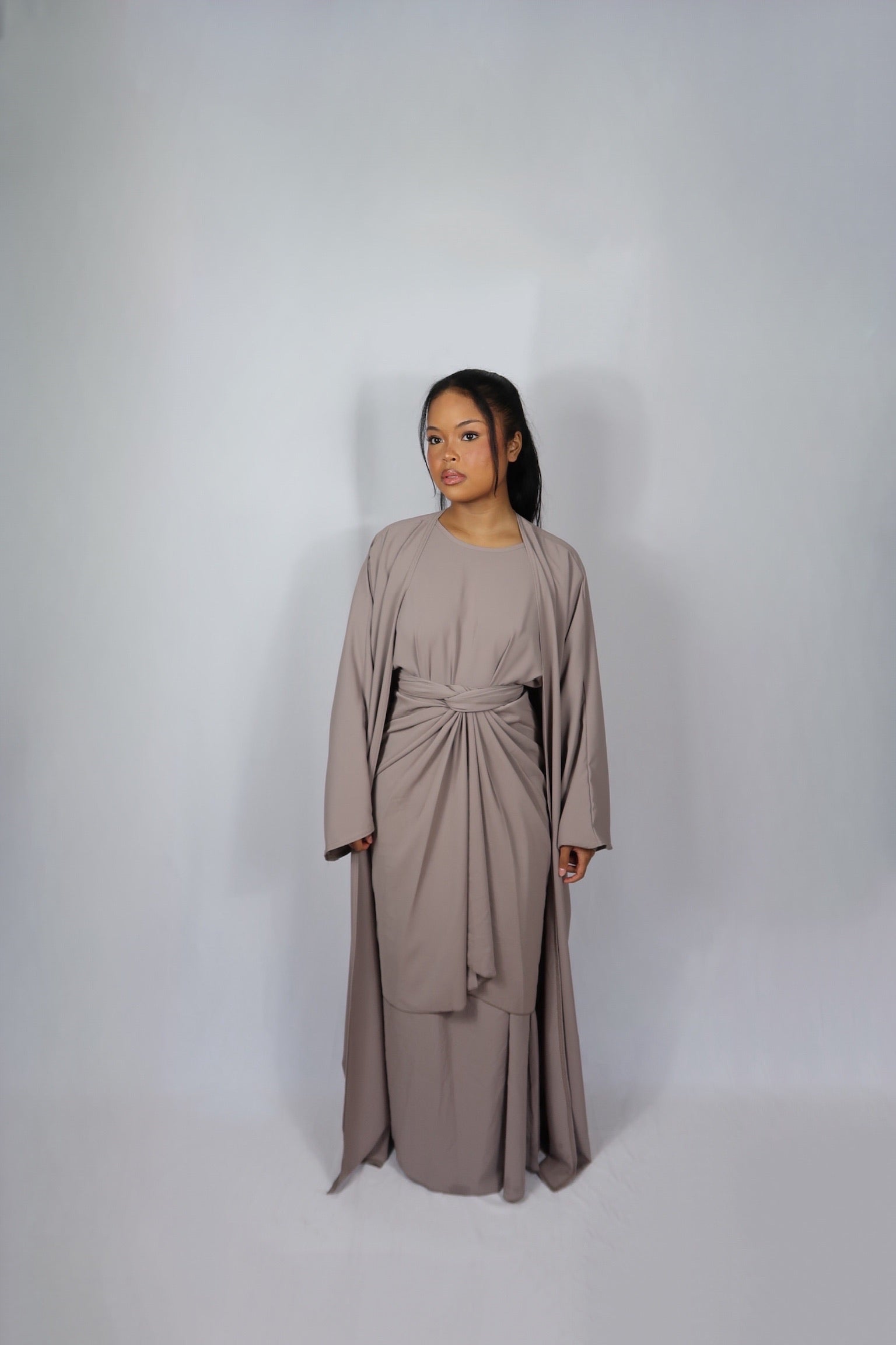 Abaya 3 pièces TAUPE