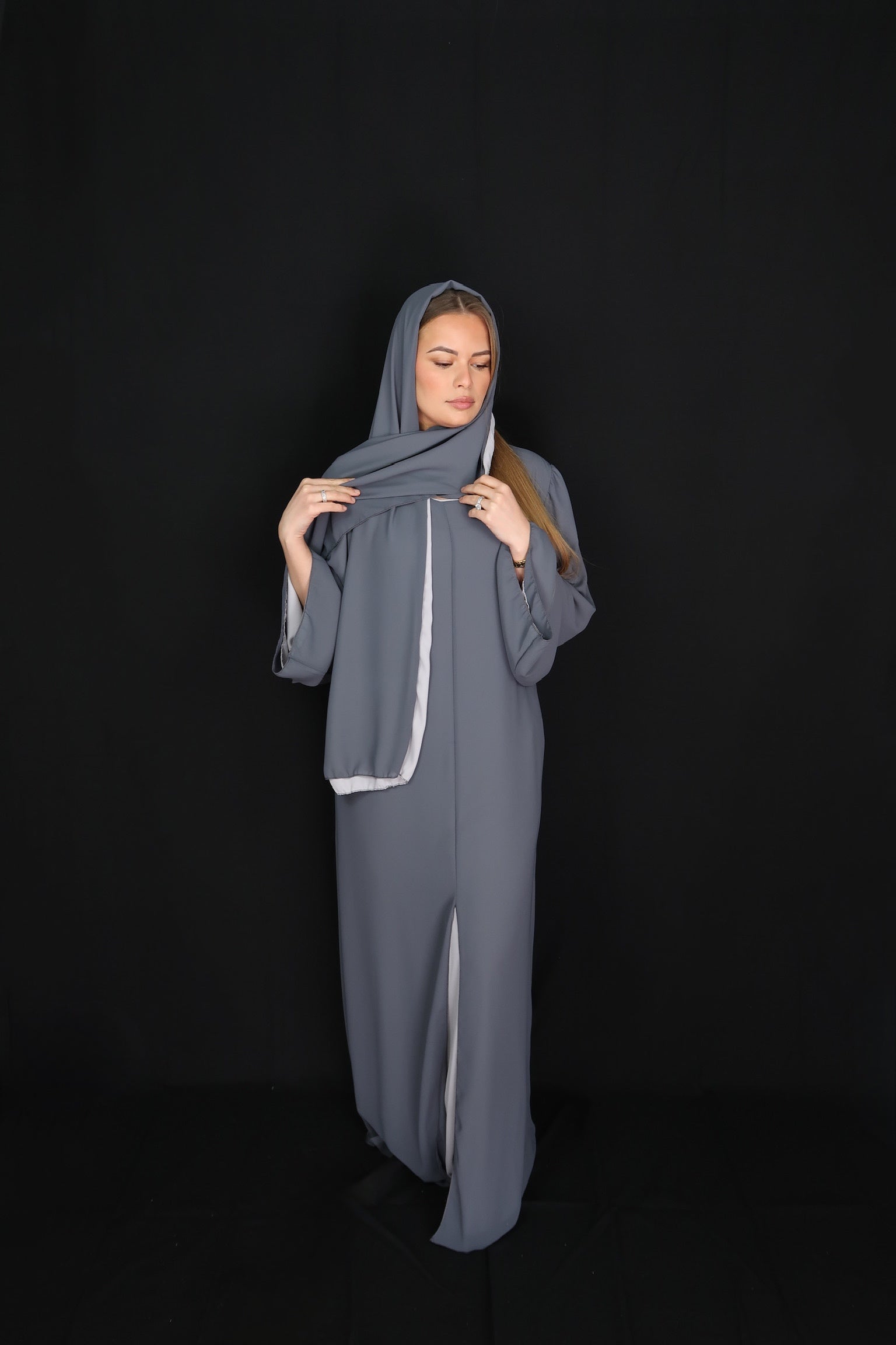 Abaya BICOLORE Bleu-gris