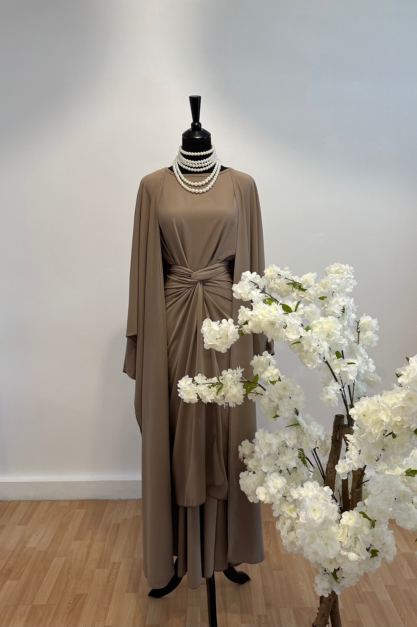 Abaya 3 pièces TAUPE